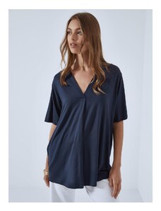 Celestino Μονόχρωμη μπλούζα με v λαιμόκοψη σκουρο μπλε για Γυναίκα