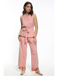 Ginza Ροζ ασύμμετρη παντελόνα με κεντήματα