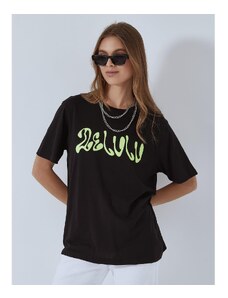 Celestino T-shirt unisex με στάμπα delulu μαυρο για Γυναίκα
