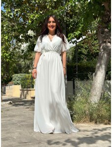 Amorada Μάξι φόρεμα μουσελίνα "Marina" λευκό