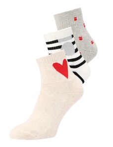10Days Κάλτσες κρεμ / γκρι μελανζέ / κόκκινο / λευκό