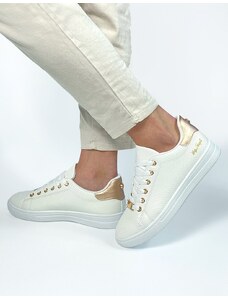 INSHOES Basic sneakers με μεταλλικές λεπτομέρειες Λευκό/Σαμπανί
