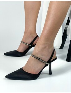 INSHOES Σατέν open heel γόβες με λεπτομέρεια από strass Μαύρο