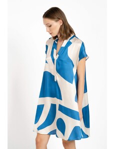 Islandboutique Satin Print Mini Dress Philosophy Light Blue