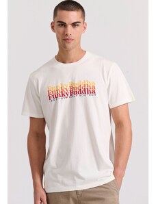 FUNKY BUDDHA T-shirt με colorblock branded τύπωμα