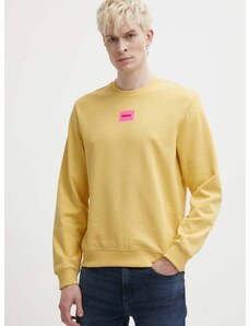 Βαμβακερή μπλούζα HUGO χρώμα: κίτρινο, 50447964