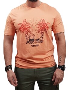 Jack&Jones - 12258057 - Jor Aruba Tee SS Crew Neck 1 FST - Canyon Sunset - Slim Fit - T-shirt