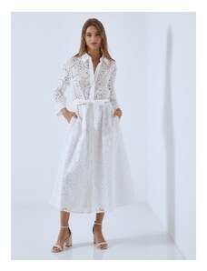 Celestino Κεντητό διάτρητο σεμιζιέ φόρεμα λευκο για Γυναίκα