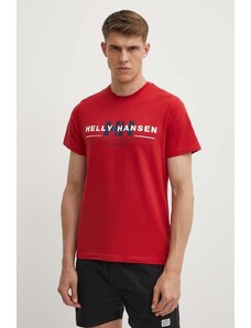 Βαμβακερό μπλουζάκι Helly Hansen χρώμα κόκκινο 53936