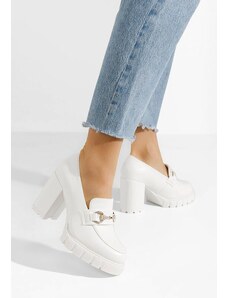 Zapatos Loafers με τακουνι Reena λευκά