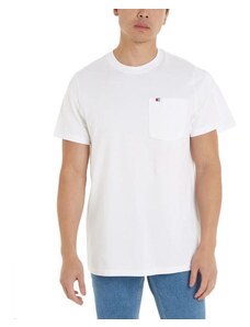 TOMMY HILFIGER Tommy Jeans ανδρικό βαμβακερό t-shirt λευκό DM0DM18650-YBR