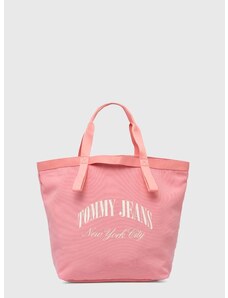 Τσάντα Tommy Jeans χρώμα: ροζ, AW0AW15953