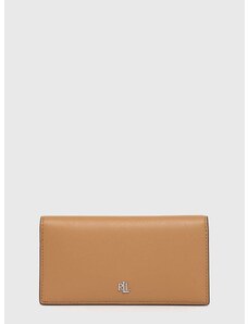 Δερμάτινο πορτοφόλι Lauren Ralph Lauren γυναικείο, χρώμα: μπεζ, 432935939