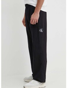 Παντελόνι με λινό μείγμα Calvin Klein Jeans χρώμα: μαύρο, J30J325126