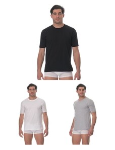 Vactive Ανδρικό βαμβακερό t-shirt 3pack μαύρο/λευκό/γκρι - Small