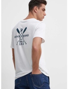 Βαμβακερό μπλουζάκι Pepe Jeans CALLUM ανδρικό, χρώμα: άσπρο, PM509370