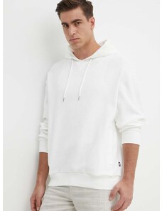 Βαμβακερή μπλούζα BOSS χρώμα: άσπρο, με κουκούλα, 50512157