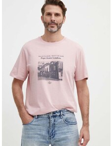 Βαμβακερό μπλουζάκι Pepe Jeans COOPER ανδρικό, χρώμα: ροζ, PM509379