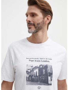 Βαμβακερό μπλουζάκι Pepe Jeans COOPER ανδρικό, χρώμα: άσπρο, PM509379