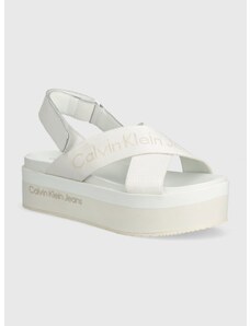 Σανδάλια Calvin Klein Jeans FLATFORM SANDAL SLING IN MR FLATFORM SANDAL SLING IN MR χρώμα: άσπρο, YW0YW01362 YW0YW01362