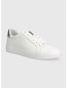 Δερμάτινα αθλητικά παπούτσια Calvin Klein VULCANIZED LACE UP LTH χρώμα: άσπρο, HW0HW02134