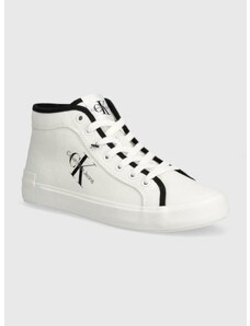Πάνινα παπούτσια Calvin Klein Jeans SKATER VULCANIZED HIGH CS ML MR χρώμα: άσπρο, YW0YW01454