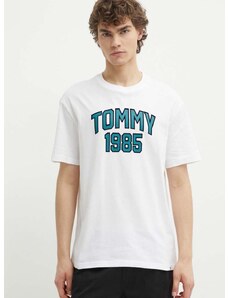 Βαμβακερό μπλουζάκι Tommy Jeans ανδρικό, χρώμα: άσπρο, DM0DM18559