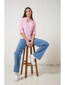 PASSAGER Μπλούζα shirt-look με μάο γιακά Ροζ
