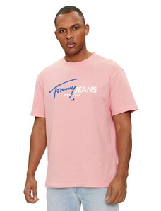 TOMMY HILFIGER Tommy Jeans ανδρικό βαμβακερό t-shirt ροζ DM0DM18572-TIC