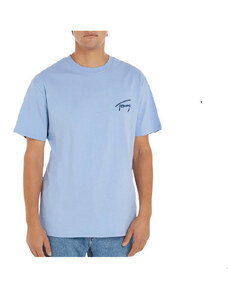 TOMMY HILFIGER Tommy Jeans Signature ανδρικό βαμβακερό t-shirt γαλάζιο DM0DM17994-C3S