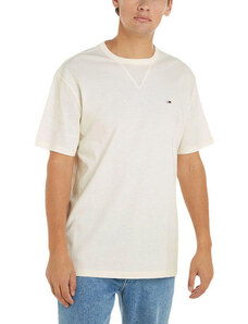 TOMMY HILFIGER Tommy Jeans ανδρικό βαμβακερό t-shirt εκρού DM0DM18649-YBH