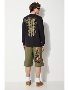 Βαμβακερή μπλούζα με μακριά μανίκια Maharishi Dragon Bamboo χρώμα: μαύρο, 5080.BLACK