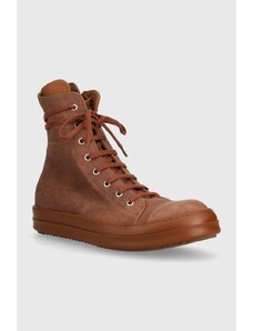 Πάνινα παπούτσια Rick Owens Denim Shoes Sneaks χρώμα: καφέ, DU01D1800.SCFT.545454