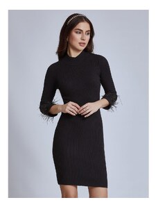 Celestino Φόρεμα με πούπουλα στα μανίκια μαυρο για Γυναίκα