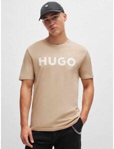 Hugo T-shirt Dulivio κανονική γραμμή μπεζ βαμβακερό
