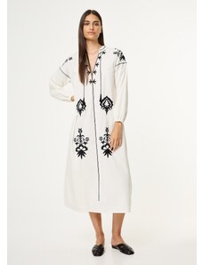 KATELONDON Φόρεμα midi με κεντημένo μοτίβο - Λευκό