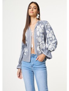 KATELONDON Μπλούζα με ανάγλυφα floral κεντήματα - Γκρι