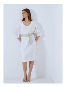 Celestino Midi φόρεμα με v λαιμόκοψη λευκο για Γυναίκα