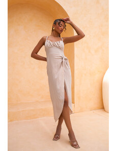 Joy Fashion House Mullins μίντι φόρεμα με όψη λινό μπεζ