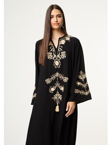 KATELONDON Φόρεμα μακρύ με κεντημένες λεπτομέρειες - Μαύρο
