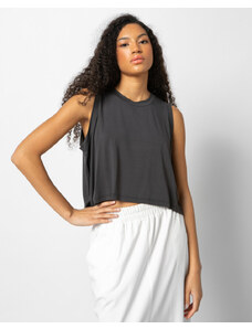 N2110 Αμάνικο jersey cropped top ΓΚΡΙ
