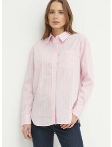 Βαμβακερό πουκάμισο Lauren Ralph Lauren χρώμα: ροζ, 200932627