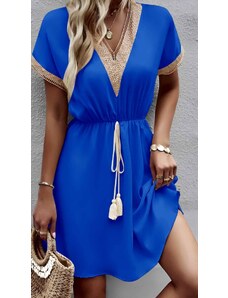 Owtwo Φόρεμα mini κοντομάνικο με λεπτομέρειες από κέντημα - Royal Blue (Ρουά)