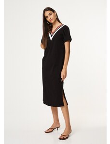 KATELONDON Φόρεμα βαμβακερό με V λαιμόκοψη - Μαύρο