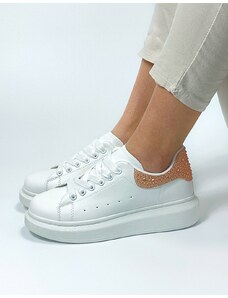 INSHOES Sneakers με λεπτομέρεια από strass Λευκό/Σαμπανί