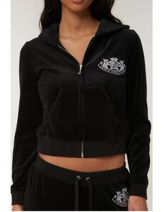 JUICY COUTURE BLACK DOG CREST BAMBOO VELOUR HERITAGE HOODIE