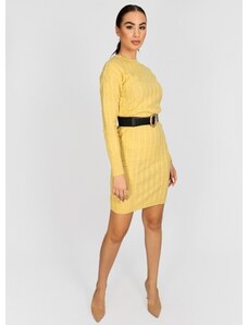 FREE WEAR Φόρεμα Γυναικείο Με Λεπτή Πλέξη - Κίτρινο