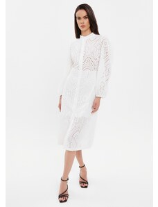 KATELONDON Σεμιζιέ φόρεμα με διάτρητο μοτίβο - Λευκό