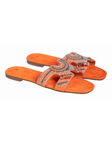 issue Flat boho σανδάλια με χάντρες - Πορτοκαλί - 039011