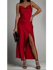 Owtwo Φόρεμα midi σατινέ ντραπέ με σκίσιμο - Fire Red (Κόκκινο)